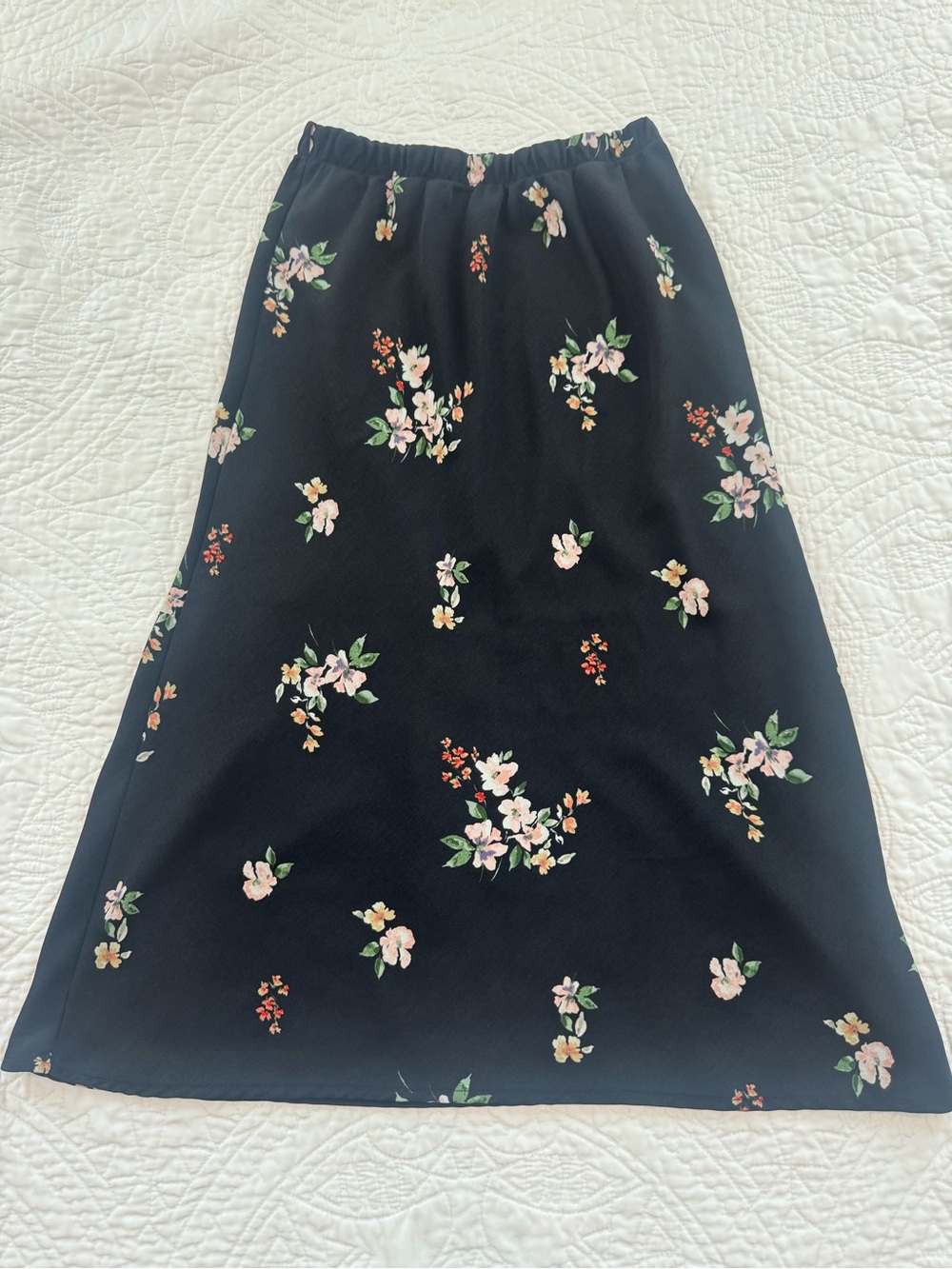Midi Floral Black Skirt